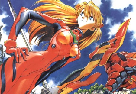 Asuka - evangelion, plugsuit, eve unit 02, anime, asuka