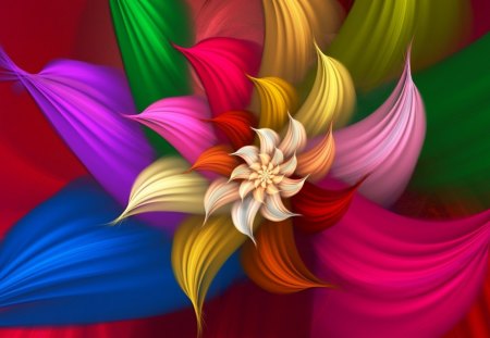 COLORFUL FLOWERS - blue, gold, petals, pink, orange, flowers, colorful, purple, green