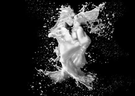 Splash Of Passion - woman, white, kiss, man, black