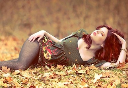 'Wonderful Dreams' - dreams, autumn, redhead, people, photography, wonderful, pretty, attractions in dreams, lady, models female, beautiful girls, lovely, nature, most downloaded, jesienny odpoczynek, beautiful, sweet