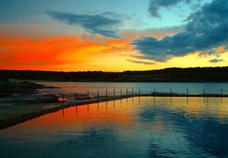 You Had To Be There - sunset, water, rocks, pool