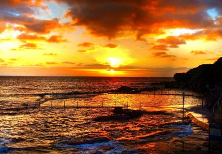 MAY PEACE BE WITH YOU - sunrise, yellow, water, pool