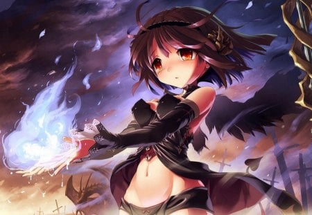 Chibi Black Witch - anime, black witch, girl, cute, chibi, magik, kawai