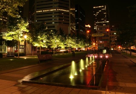 Downtown Evening Cityscape - nature, cityscapes, evening, night, downtown, lights