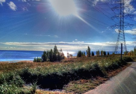 October Sunrise over Lake Ontario - lake, lens flare, ontario, beautiful, tonemapped, sunrise