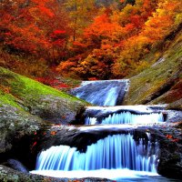 Mountain water cascades