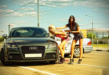 two babes and audi