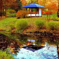 Gazebo in autumn forest