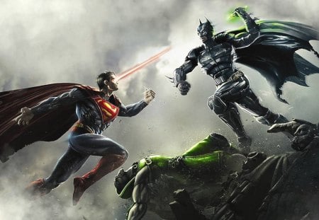 Superman vs Batman - cgi, superhero, fight, epic, game, dark, magic