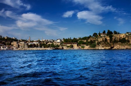 antalya turkey on the blue mediterranean - town, sea, coastal, blue