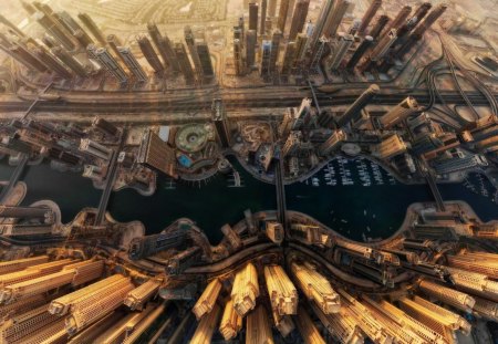 amazin view of dubai - ponds, skyscrapers, city, view