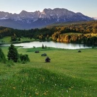 meadow lake in the alps