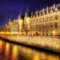 marvelous building on a paris river at night hdr