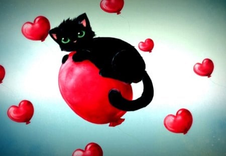 ☻❤☻ - balloons, space, heart, red