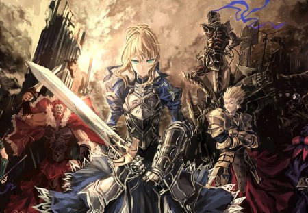 fate zero - saber, assassin, caster, archer, lancer, anime, berserker, rider, manga