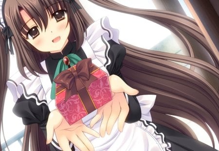 Asuka Watari - black, anime, white, anime girl, asuka watari, present, oretachi ni tsubasa wa nai, maid