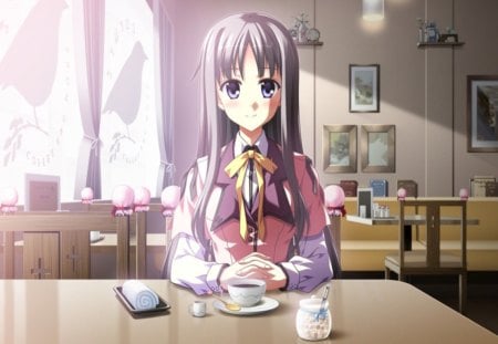 Ritsu Shimoyama - ritsu shimoyama, anime school girl, supipara, pink, anime, food, anime girl