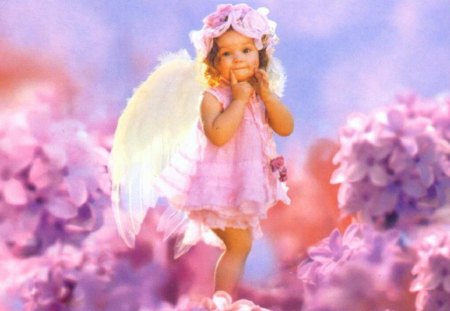 Pink Angel Innocence - people, angel, pink, innocent, little girl, pure