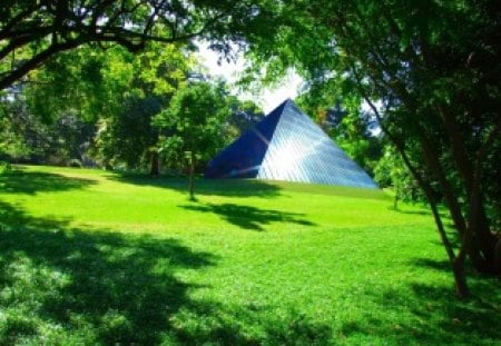 A Secret Place - pyramid, sky, tree, grass