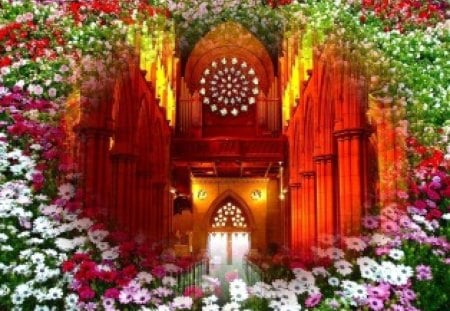 PRAYER TIME - flowers, sunlight, church, lights