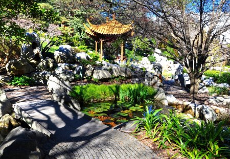 Chineses Gardens Sydney - grass, trees, pathway, gardens