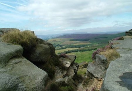 Mountain View - field, sky, mountain, clouds