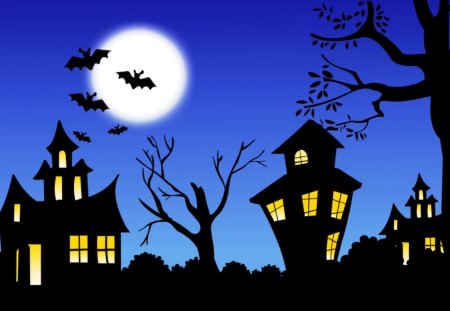 Eeeerie Halloween Night  BOOOO!!! - bats, spooky, halloween, dark, scary