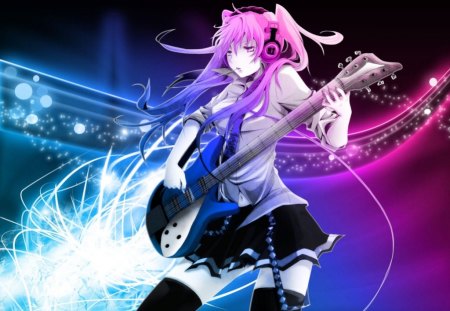 Hatsune Miku - guitar, music, anime, miku, vocaloids