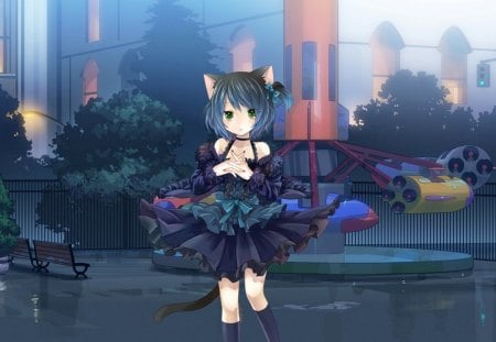 Neko Gothic Beauty - beauty, girl, wall, anime, new