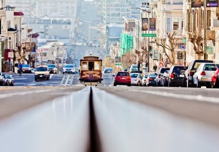 Traffic - traffic, tram, beautiful, city, cars, tramway