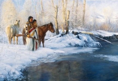 NATIVE AMERICAN THE WINTER IS AROUND - winter, native american, snow, native american life