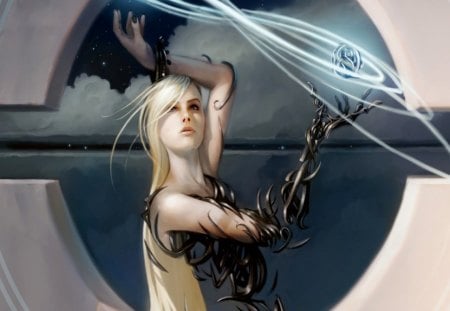 Magic: The Gathering - magic, blue, woman, dark