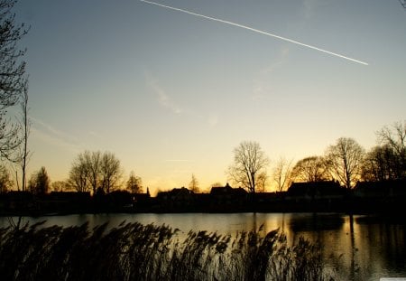 Hengelo Netherlands - lake, sunset, netherlands, henglo