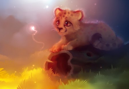 APOFISS CHEETAH KIT - cheetah, cg, kittens, paintings, africa, cats, cubs, art