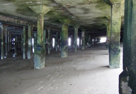 UNDER THE PIER - beach, pier, sand, sea