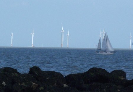 WIND POWER - beach, boats, sea, wind