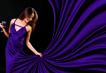 Purple Lady - purple dress, people, lady, purple, beautiful, dress, models