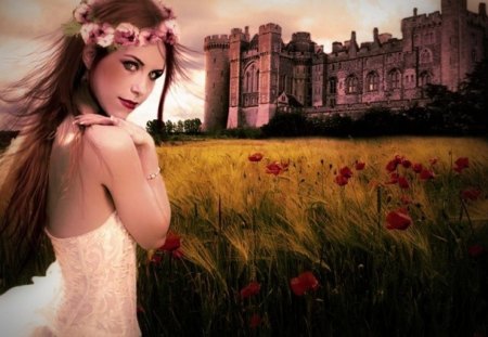 ♧ princess_in_a_windy♧ - flowers, a, among, princess, the