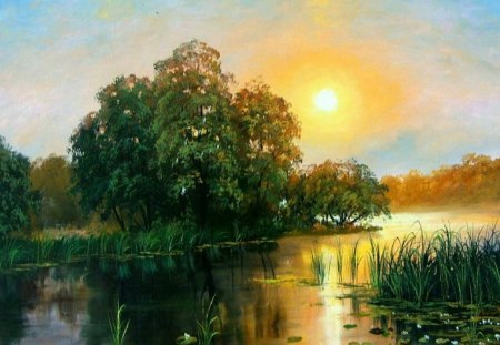 A.Zaytsev. At the lake - nature, lake, art, a zaytsev, sun