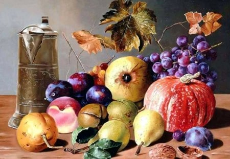 Ferenc Tulok (canvas,oil) - ferenc tulok, painting, fruit, apple, art