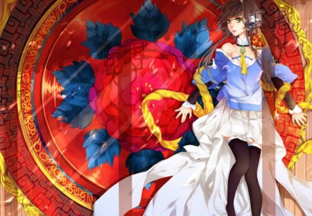 Anime - luo tianyi, vocaloid, anime, chinese, flower