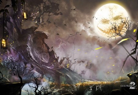 Halloween Special Guild Wars - moon, game, fantasy, horror, halloween, art, dark