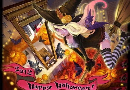 Halloween Girl 2 - beauty, halloween, girl, wall, anime, new