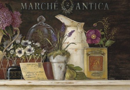 MARCHE ANTICA - flowers, decoration, antic, vintage