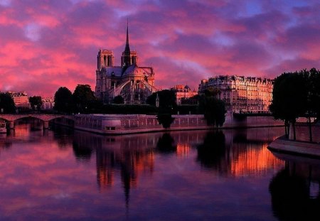 NOTRE DAME DE PARIS - religion, cathedrale, purple, notre dame de paris