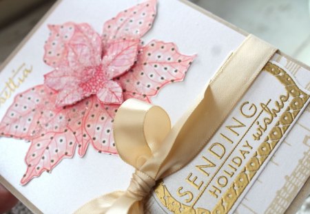 SENDING HOLIDAY Wishesâ™¥ - love, fashion, whises, entertainment, forever, bow, card, holiday, golden, sweet, ribbon, soft pink