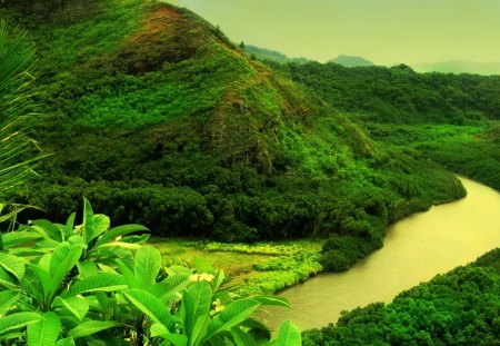 A Green World - nature, planets, hills, riverbed, other