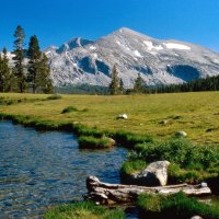 mountains with snow melt.