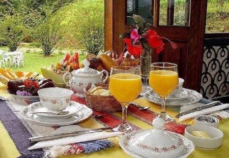 Will You Come Join Me For Breakfast? - flowers, abstract, elegant, china, photo, table setting