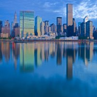 new york reflected in water